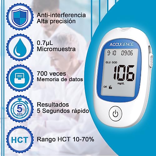 3 en 1 Medidor de Monitoreo Multifuncional para Ácido Úrico, Glucosa, Cetona Con tiras reactivas y lancetas (Menú A)