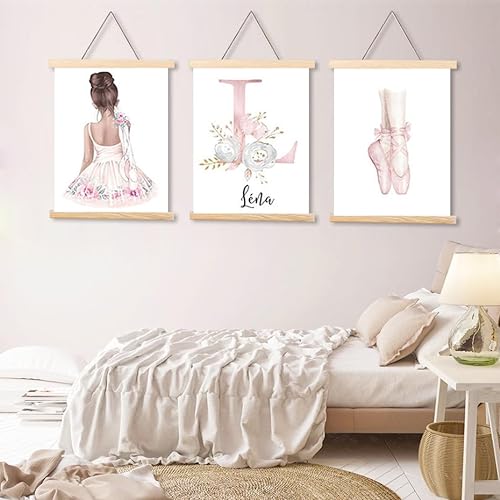 3 Laminas Personalizadas Nombres Cuadros Bailarinas Ballet Infantil Bebe Niña Habitacion 30x40 Poster Decorativo Pared Regalo sin Marco