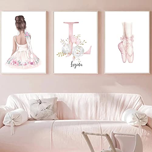 3 Laminas Personalizadas Nombres Cuadros Bailarinas Ballet Infantil Bebe Niña Habitacion 30x40 Poster Decorativo Pared Regalo sin Marco