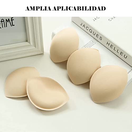 3 Pack Almohadillas Sujetador Push-up, Rellenos Inserciones de Lencería Repuesto Extraíble Triangulo para Bikinis/Top deportivo/Bañador/Sujetadores de Lactancia Beige apto (3 Copa Media Grueso)