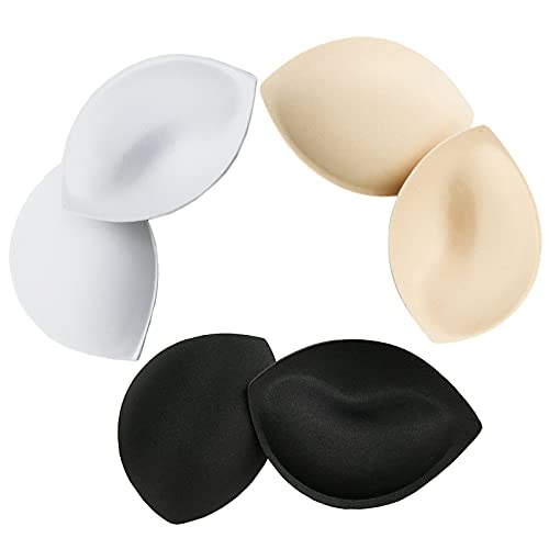 3 Pack Almohadillas Sujetador Push-up, Rellenos Inserciones de Lencería Repuesto Extraíble Triangulo para Bikinis/Top deportivo/Bañador/Sujetadores de Lactancia Beige apto (3 Copa Media Grueso)