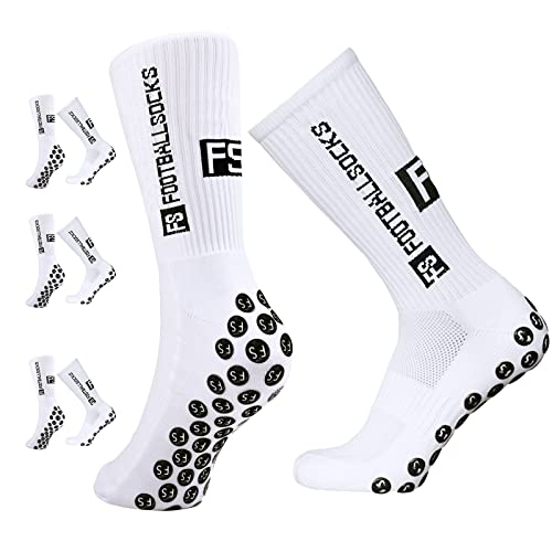 3 Pares Calcetines Antideslizantes Calcetines Fútbol con Agarres, Calcetines Deporte Hombrede Compresión Cojín Algodon Transpirables, Calcetines de Hombre y Mujer para Ciclismo Running