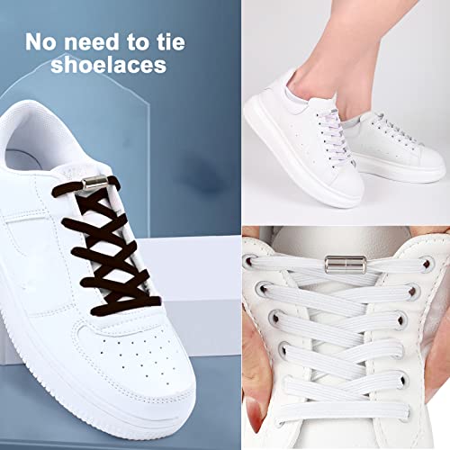 3 Pares Cordones Elásticos sin Nudo con Hebilla Metal,Cordones Elasticos Niños Adultos Zapatillas Deporte, Planos Cordones Zapatos Negros Blancos 100cm para Calzado Casual, Calzado Deportivo