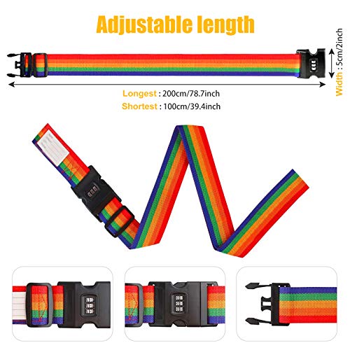 3 Piezas Ajustable Correas de Equipaje, Cinturón de Seguridad para Maletas con candado de combinación, Equipaje Maletas Correas Cinturón de Seguridad para reconocer fácil el Equipaje (Unicorn)