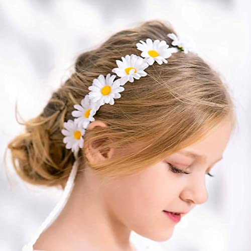 3 Piezas Diadema de Flores Corona, Diadema de Flores con Cinta Elástica Ajustable para Girasol Diadema Multi Color para Pelo Tocado Nupcial del Banquete de Boda Mujeres Niñas Fiesta Playa