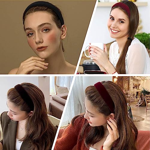 3 Piezas Diademas Anchas de Terciopelo, Duro Diademas de Terciopelo, Diadema Antideslizante para el Cabello, Duro Cinta Cabello, Diademas de Pelo, Anchas Diademas de Pelo, para Mujeres y Niñas