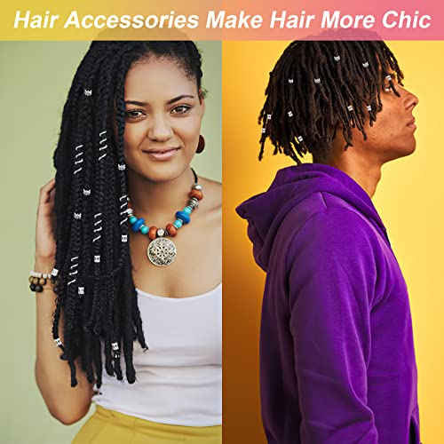 31 Piezas Anillos para Trenzas Adornos para el Pelo, Hip-Hop Anillos Ajustables Vikingos Accesorios para el Cabello Clips de Pelo Trenzas de Metal Hippie Hombres/Mujeres, Plateada