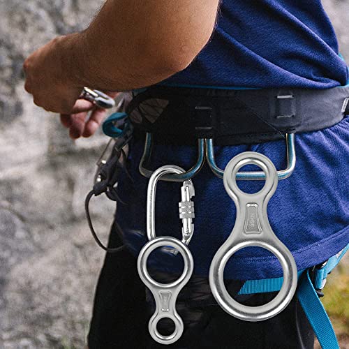 35KN Anillo de Rappel Descenso, Descensor de Escalada Figura 8 de Aleación de Aluminio para Montañismo en Roca al Aire Libre Rescate Trabajo Aéreo