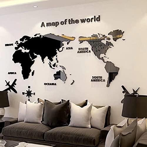 3D Acrílico DIY Mapa del Mundo Mundi De la Pared Murales Etiquetas Etiqueta Sala Salón Oficina Fondo Pegatinas Creativa Decoración Decor De la Pared Murales Mapa del Mundo Mundi 120 * 60cm