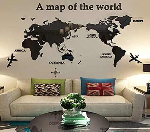 3D Acrílico DIY Mapa del Mundo Mundi De la Pared Murales Etiquetas Etiqueta Sala Salón Oficina Fondo Pegatinas Creativa Decoración Decor De la Pared Murales Mapa del Mundo Mundi 120 * 60cm