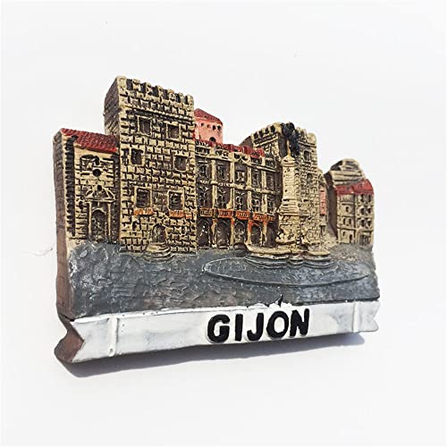 3D Gijon Asturias España - Imán para frigorífico, regalo de recuerdo para refrigerador, colección de pegatinas magnéticas