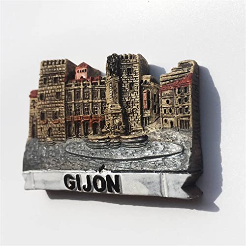 3D Gijon Asturias España - Imán para frigorífico, regalo de recuerdo para refrigerador, colección de pegatinas magnéticas