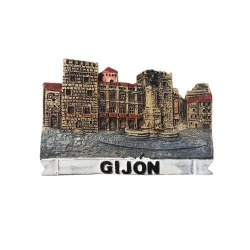 3D Gijon Asturias España - Imán para frigorífico, regalo de recuerdo para refrigerador, colección de pegatinas magnéticas