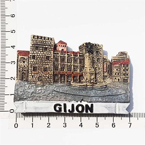 3D Gijon Asturias España - Imán para frigorífico, regalo de recuerdo para refrigerador, colección de pegatinas magnéticas