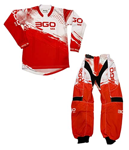 3GO KIDS MX RACE SUIT New Motorbike Motocross Clothing Quad Kart ATV Child MTB BMX Pit Dirt Bike Racing Sports Junior Pant Shirt Kit -Red-5-7-22