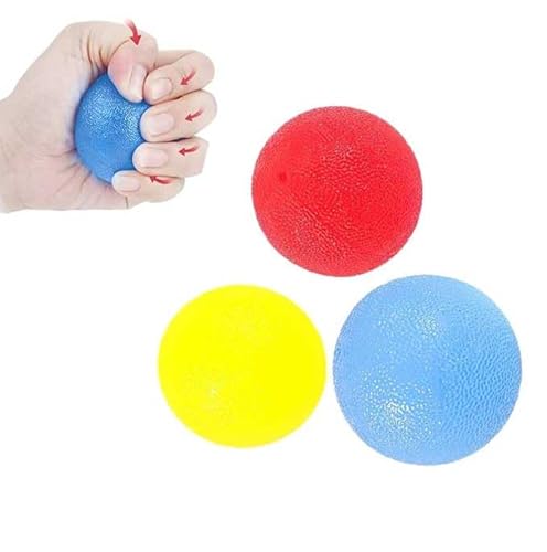 3PCS Bola de Entrenamiento de Mano, Pelota Terapia de Mano y dedos, Bola Antiestrés Terapia de Masaje con Silicona para Ejercicios de Manos refuerzo de Los Dedos