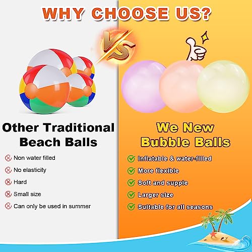 3PCS Bubble Ball XXL Enorme Bola de Agua Inflable Bombas de Agua Reutilizables Globos de Agua Globos Grandes Transparentes Splash Ball Jardín Juguetes Niños Al Aire Libre Juguetes de Agua Adultos