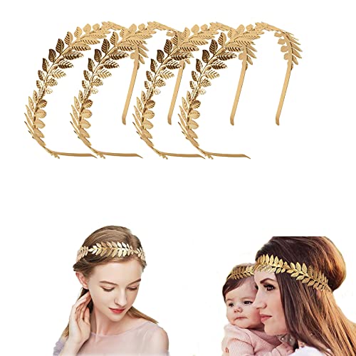 4 diademas Pezzi doradas para novia, diosa romana, corona de laurel, accesorios dorados para mujer, para bodas, fiestas, bailes, espectáculos de moda, 4 unidades