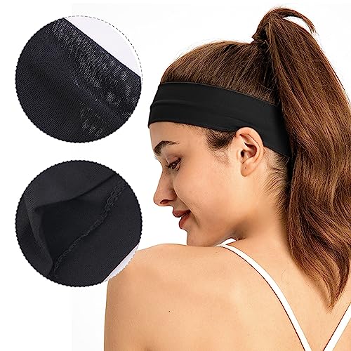 4 gomas para el pelo negras, diademas para correr, fitness, yoga, bandas para la cabeza para absorber el sudor, adecuadas para correr, yoga, deportes de fitness