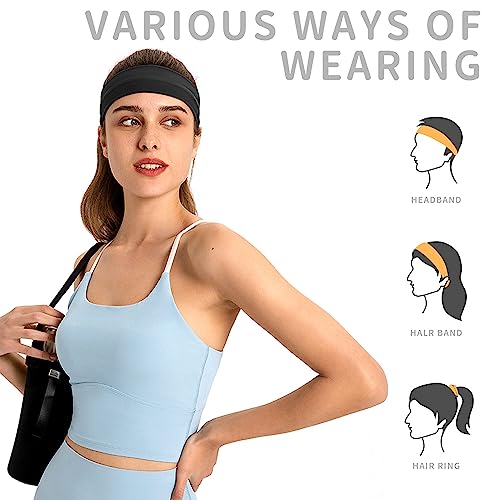 4 gomas para el pelo negras, diademas para correr, fitness, yoga, bandas para la cabeza para absorber el sudor, adecuadas para correr, yoga, deportes de fitness