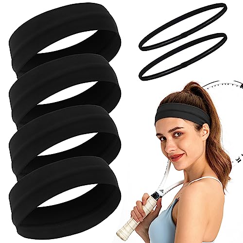 4 gomas para el pelo negras, diademas para correr, fitness, yoga, bandas para la cabeza para absorber el sudor, adecuadas para correr, yoga, deportes de fitness