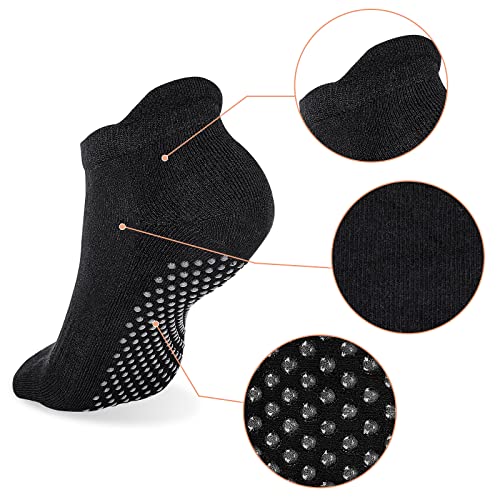 4 Pares Calcetines de Yoga Calcetines Antideslizantes para Mujer Fit Yoga Pilates Ballet Low Top Calcetines Deportivos