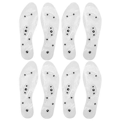 4 pares, plantillas de terapia magnética, 8 lavado de masaje magnético, plantillas profesionales reutilizables para estimular la circulación sanguínea (blanco)(L)