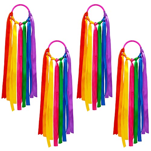 4 Pcs Juguete Cinta Arcoíris Cintas Baile Multicolor Cintas Arcoiris Banda Rítmica Gimnasia Cintas Colores Mano Banda Ejercicio Con Asa Malabares Bailando Decoración Accesorios Actividades Fiesta