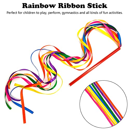 4 Pcs Palo Cintas Arco Iris Bandas Baile Bastón Habilidad Chica Barra Banda Swing Streamer Danzas Arte Bandas Gimnasia Rítmica Ropa Malabares Niños Rainbow Ribbon Stick