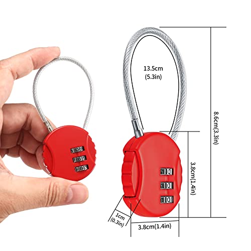 4 Piezas Candados de Combinación, Colores Candado de Alambre para Equipaje, Candados de Seguridad de Combinación de Numerico 3 Dígito para Gimnasio Maleta Equipaje, con 4 Codificadores