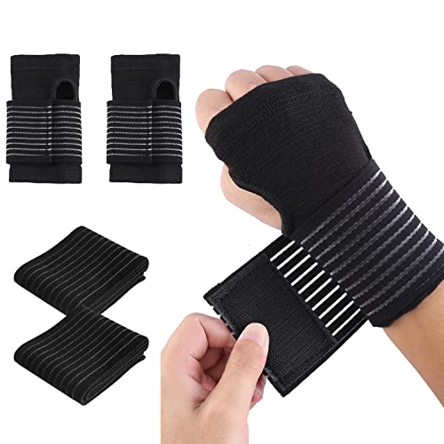 4 piezas de banda de muñeca, correas de muñeca gruesas, guantes protectores deportivos, correas elásticas para fitness, correas de muñeca autoadhesivas fijas, adecuadas para ciclismo, boxeo, etc.