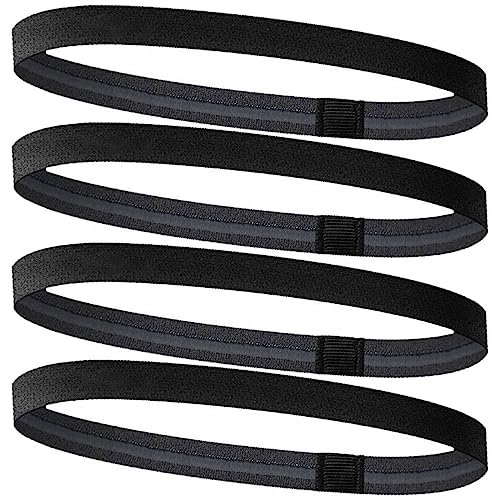 4 Piezas Diademas Deportivas,Banda para La Cabeza Accessories,Cinta Pelo Hombre,Elásticas Diadema Deportiva Antideslizante Niño Futbol,Cinta Pelo Deporte,Diadema Deportiva Elástico (Negro)