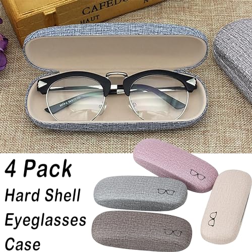 4 Piezas Fundas Gafas Rigidas, Organizador de Gafas para Almacenar Gafas de Lectura, Gafas Ópticas, Gafas de Sol, Gafas de Visión Corta (Morado + Albaricoque + Marrón + Gris)