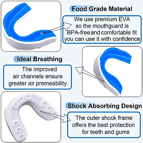 4 Piezas Protector Bucal Adultos y Niños, Protector Bucal Deportivo, Premium Protector Bucal con Estuche para Todos los Deportes de Contacto, incluidos Rugby, MMA, de Kickboxing, Judo, Hockey y Boxeo
