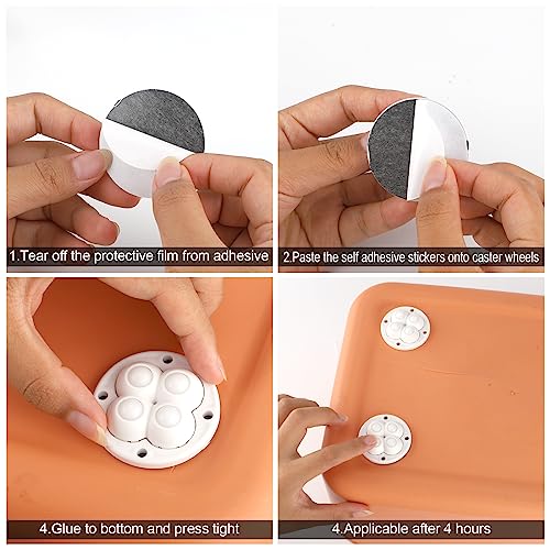 4 Piezas Ruedas Autoadhesivas, 360° Rotación Ruedas Adhesivas Giratorias Polea Adhesivo Ruedas Adhesivas Pequeñas para Pequeños Electrodomésticos Muebles Cubo de Basura (Blanco)