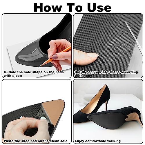 4 protectores de suela de zapato, almohadillas antideslizantes para zapatos, protector de parte inferior de zapatos, gomas para zapatos para talones, protector de suela para empuñaduras (negro)