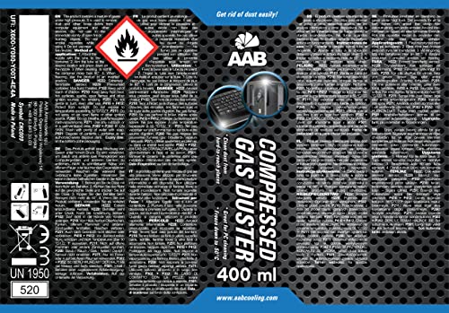 4 x AAB Spray de Aire Comprimido 400ml para Limpiar Teclados, Ordenadores, Copiadoras, Cámaras, Impresoras y Otros Equipos Eléctricos, Efectividad Limpieza sin CFC's, Eliminación de Polvo