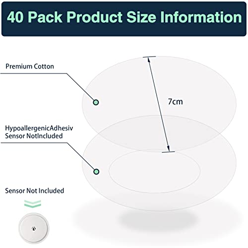 40 Unidades Parches Sensor Freestyle Libre 2 Parche Sensor Fijación Cinta Autoadhesivo Resistente al Agua Agradable a la Piel Dura a Lungo, Hipoalergénico Centro Sin Adhesivo Redondo