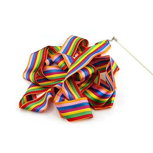 4Pcs 2 Metros Cintas de Baile, Gimnasias Rítmicas Cinta Niños Streamers Artístico Baton Twirling con Palo para Baile Artístico para Niños