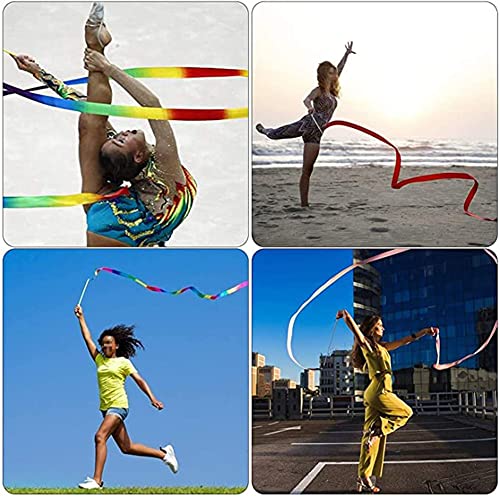 4Pcs 2 Metros Cintas de Baile, Gimnasias Rítmicas Cinta Niños Streamers Artístico Baton Twirling con Palo para Baile Artístico para Niños