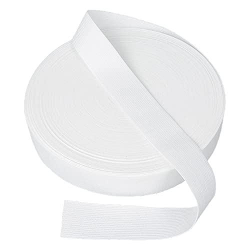 5 Metros de Largo Cintas Elásticas, Ancho 20 mm Cinchas Tapiceria,Cinta elástica de Costura,Cinta elástica Ancha y Plana,para Tejer, Correa Resistente para Ropa, Pantalones-Blanco