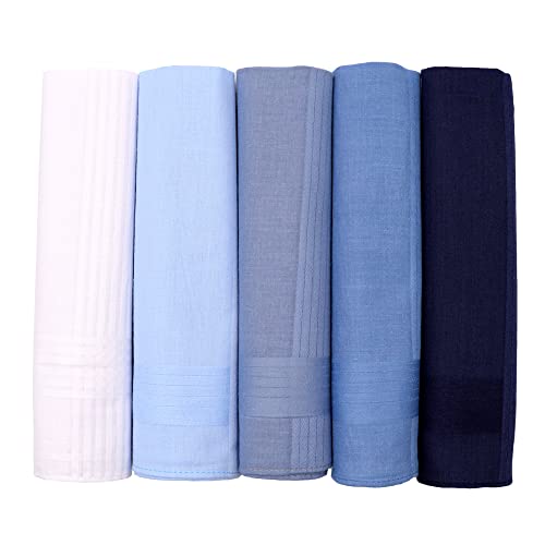 5 Pcs Pañuelos Hombre Pañuelo de Algodón Pañuelos Hombre Traje Pañuelo de Bolsillo Cuadrado Suaves Pañuelos Blancos para Hombres-40x40 cm