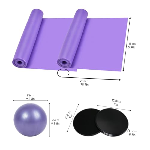 5 Piezas Pelota de Pilates Set, Mini Pelota de Ejercicio con Correa de Tensión, Almohadillas Deslizantes, Pelota Pilates de 25cm para Yoga, Entrenamiento de Core, Equilibrio, Estiramiento