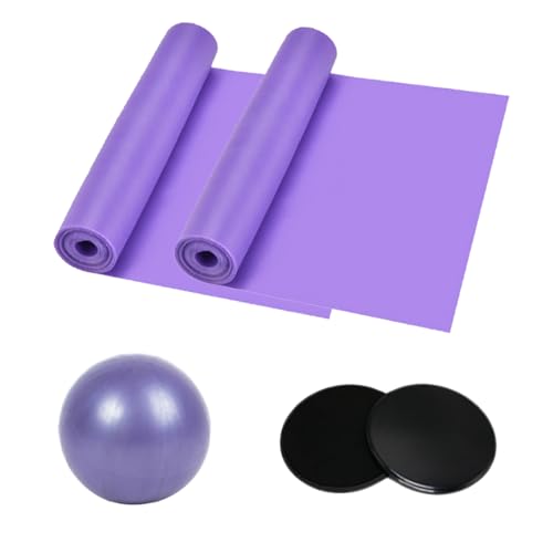 5 Piezas Pelota de Pilates Set, Mini Pelota de Ejercicio con Correa de Tensión, Almohadillas Deslizantes, Pelota Pilates de 25cm para Yoga, Entrenamiento de Core, Equilibrio, Estiramiento