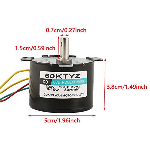 50KTYZ AC 220V 6-10w Motor Síncrono en Miniatura de Lmán Permanente CW/CCW Motor Eléctrico de Baja Velocidad y Alto Torque(15RPM)