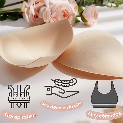 6 pcs de Relleno Sujetador Push up. Almohadillas Sujetador Invisible Que Realzan los Pechos. Relleno Sujetador Deportivo, Bikinis, Lenceria, Mastectomia. 3 Efecto Bra. ALBURANⓇ (Negro-Blanco-Beige)