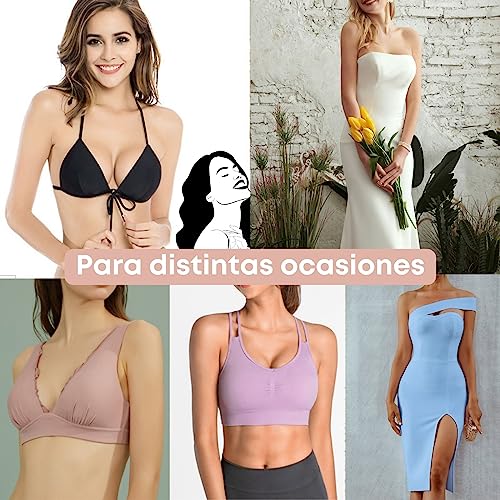 6 pcs de Relleno Sujetador Push up. Almohadillas Sujetador Invisible Que Realzan los Pechos. Relleno Sujetador Deportivo, Bikinis, Lenceria, Mastectomia. 3 Efecto Bra. ALBURANⓇ (Negro-Blanco-Beige)