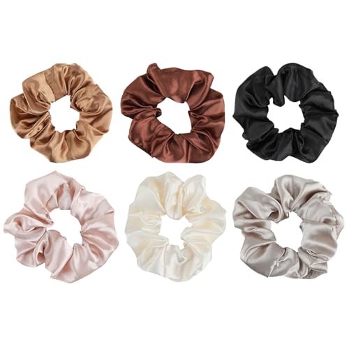 6 pcs scrunchies para el pelo, gomas elásticas de seda para mujeres, gomas para el pelo suaves para mujeres y niñas