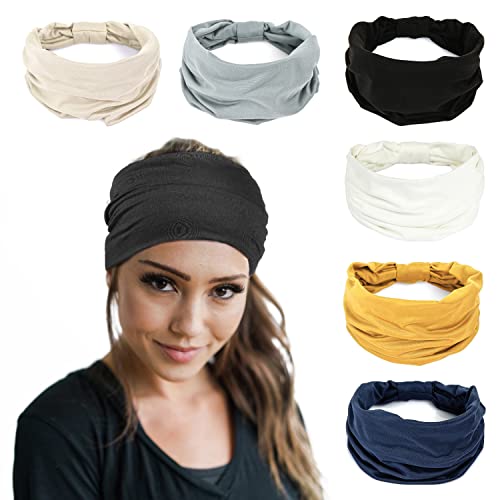 6 piezas de banda ancha elástica para mujeres, yoga, ejercicio, entrenamiento, gimnasio, algodón, turbante para mujeres, verano, accesorios para el cabello