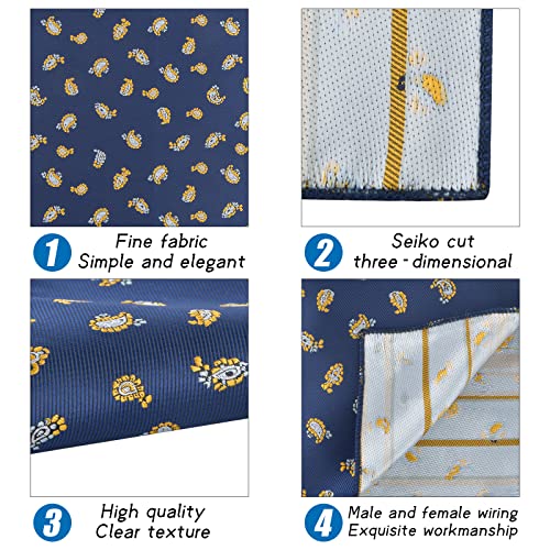 6 Piezas Pañuelos para Hombre de 22.5 x 22.5 cm, Pañuelo de Traje para Hombre de Seda de Poliéster Pañuelo de Bolsillo para Hombre Pañuelos de Tela Handkerchiefs Set, 6 Estilos